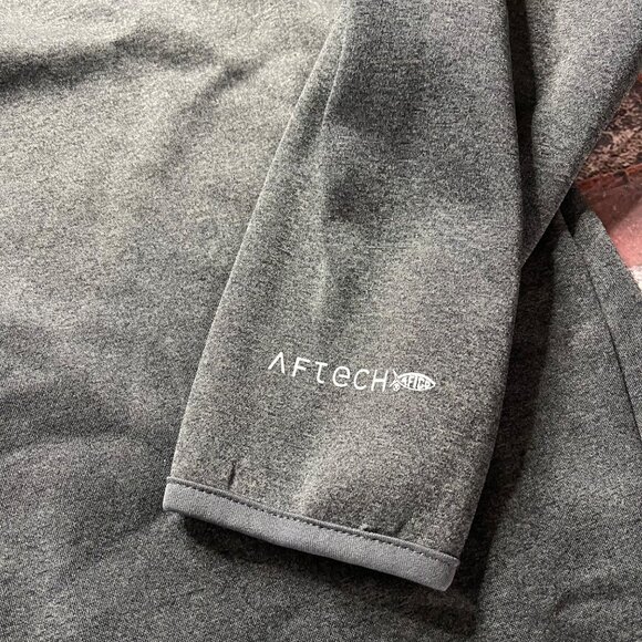 AFTCO Sweater Mens Medium1/4 Zip Gray AFTECH Fishing Fleece Poly Pockets - Picture 5 of 8